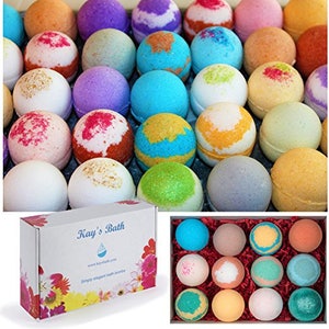 Bath Bombs 12 USA MADE w/ Organic Shea & Mango Butter fizzies Assorted Scents 2.5oz Kays Bath image 1