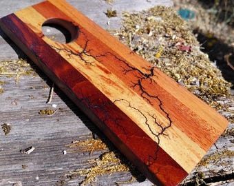 Soporte para botellas de vino Lichtenberg Burning Multi Wood, decoración de padauk y arce
