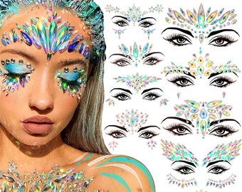 Disposable Adhesive Rhinestone Face Sticker Temporary Tattoo Party Face Makeup Tools 43 Style Shiny Decorations Crystal Diamond