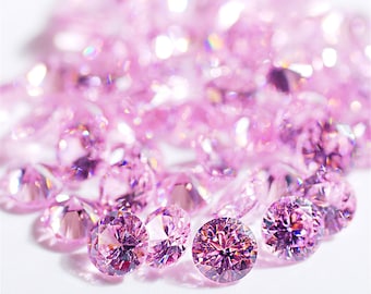 50pcs Super Sparkling No Holes Crystal Clear Round Shape Cubic Zirconia Light Pink Elegant Lovely Gemstone crystal Art DIY Stone