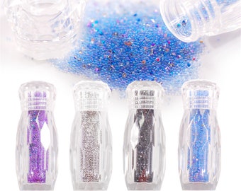 4 flessen / Set Nail Art Charm Design DIY Decoraties Crystal Kaviaar Kralen Nagels Mini Glazen Steentjes Strass Handwerk Manicure Tools