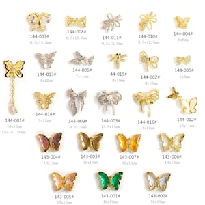 5 pieces 3D golden alloy Zircon butterfly nail art decorations rhinestones gem Cubic Zirconia luxury nails jewelry accessory