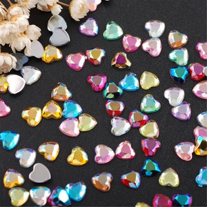 1000Pcs/Bag 6mm Resin 3D Love Heart Shape AB Rhinestones Flat Back Stones Glue On Gem Loose Rhinestones For Dress Decoration DIY