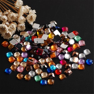 2000 Pcs/4*4mm Square Shape Resin Grid Flat Back Glitter Crystal Rhinestones Glue On Stones For DIY Clothing Dress Decoration