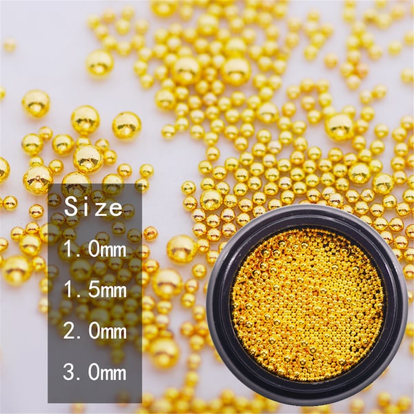 Mini Micro Stainless Steel Ball Bead 3D Nail Decoration 1.0-3.0mm Mix Gold Silver Rose Studs For Nail Art Tips Accessories