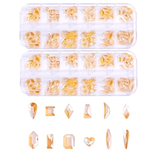 2 Box Mix Shape Colorful Nail Rhinestones Diamonds AB Flatback Shiny Crystal Ladies Manicure DIY Decorations Strass