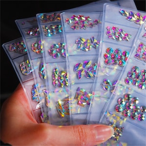 Mix 6 Shapes Crystal Clear AB 3D Flatback Glass Nail Art Rhinestones Fancy Shaped Stones Strass For DIY Nail Art Tips Decoration