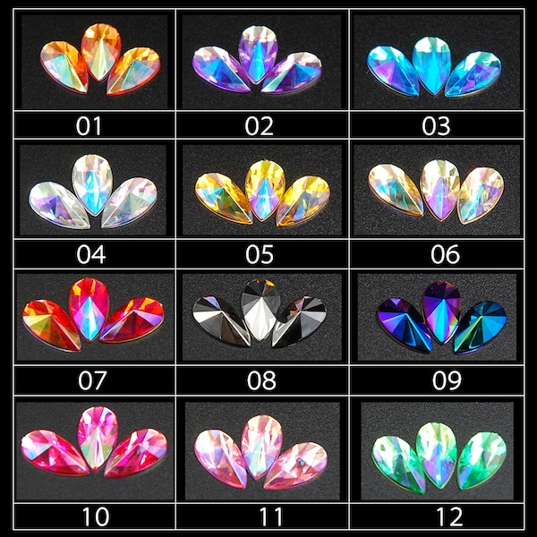 8x13mm Tear Drop Shape Acrylic Rhinestones 500Pcs Mix 13Colors Flatback Pointed Stones Strass For Crafts Jewelry Making