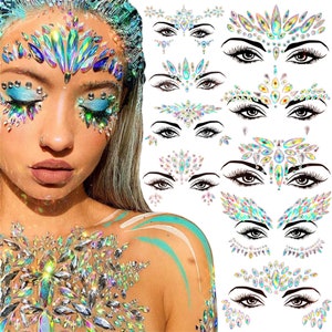 Disposable Adhesive Rhinestone Face Sticker Temporary Tattoo Party Face Makeup Tools 43 Style Shiny Decorations Crystal Diamond