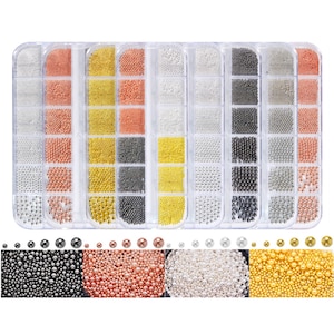 6 Sizes 0.8-3.0mm Mix Size Caviar Bead Stainless Steel Mini Balls Nails Art Decorations Rose Gold Silver Micro Nail Decorations Studs