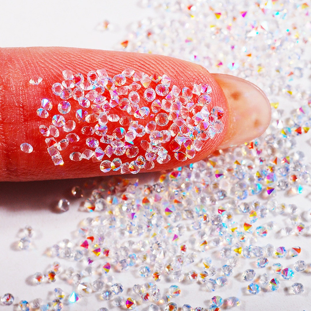 Mini Magic Rhinestone 1440pcs Mini Nail Rainbow Rhinestone AB Crystal 1.1mm Micro Rhinestones ...