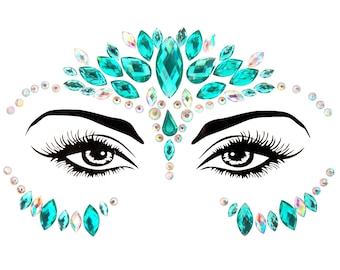 Festival Face  Rhinestone Temporary Tattoo Jewels Party Body Eyes Glitter Flash Mermaid Makeup Teardrop Shaped Green Gem Stickers