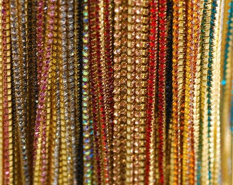 Hisenlee 25 Kind Colors 3.6 Meter / Roll Clear Crystal SS6 (2mm) intensive Gilded base diy beauty Accessories Rhinestone Chain Wedding Dress