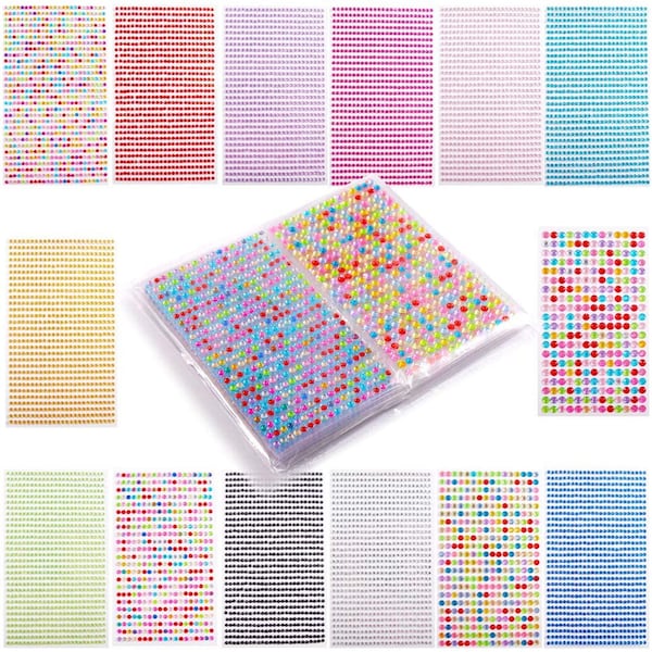 Bulk Pack Rhinestone Gems Self Adhesive Jewels Rhinestones Stickers Crystal Bling for Face,Body,Crafts,Makeup,Festival Carnival 14 Sheets