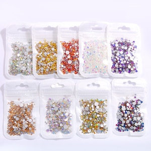SS4-SS30 Mixed Sizes Glass Rhinestones Available in 24 Colors Non Hotfix Flatback Glitter Crystal DIY Gems Decoration Accessories 1000pcs