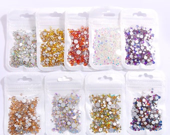 SS4-SS30 Mixed Sizes Glass Rhinestones Available in 24 Colors Non Hotfix Flatback Glitter Crystal DIY Gems Decoration Accessories 1000pcs