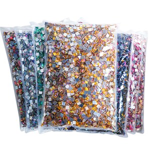 Wholesale Crystal Flat Back Acrylic Square Rhinestones 13 Colors Gems For Craft DIY 3D Nail Art Decoration 4MM/10000PCS,6MM/5000PCS