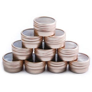 10 Empty, Champagne/Silver/Black, 4 Gram aluminum Pot Jars, Cosmetic Containers, with Lids. (4 Gram - 10pk)