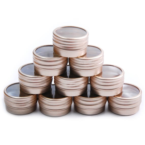 10 Empty, Champagne/Silver/Black, 4 Gram aluminum Pot Jars, Cosmetic Containers, with Lids. (4 Gram - 10pk)