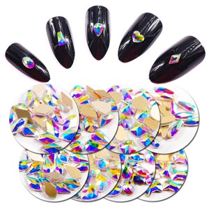 20Pcs/Bag Multiple Shapes And Sizes Glass Crystal AB 3D Flatback Rhinestone For DIY Nail Art Wedding Dress Garment Decoration