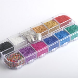 Hisenlee 12 color nail caviar beads miniature crystal glass trend caviar manicure decoration 1 box