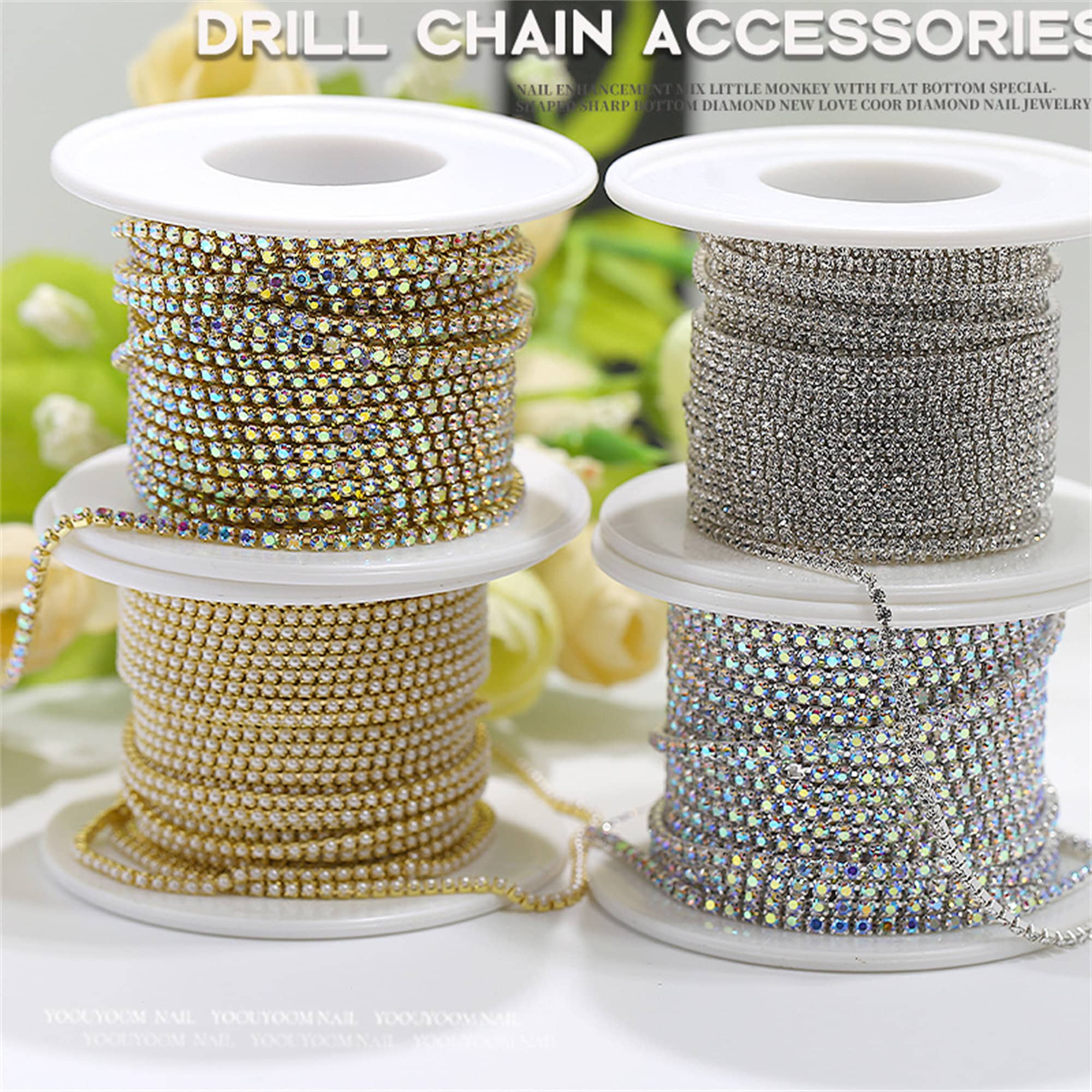 Chaîne en Strass, 1 Yard S/8 Forme Chaîne de Mariée en Cristal avec Strass Caractéristiques de Pointe