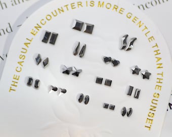 1440 piezas de diamantes de imitación de vidrio negro: gemas planas de múltiples formas para decoración de uñas