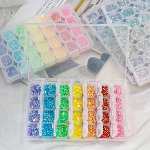 3mm4mm5mm6mm Bling Rhinestones Kit, Flat Bottom Rainbow Resin Jelly Transparent Non Hotfix Gems,For Nail/Clothing Crafts Bling Decoration