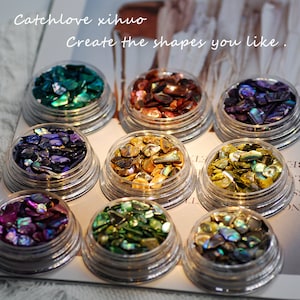 Irregularly Shaped Multicolored Abalone Shells, Natural Abalone Fragments, Nail Art Sequins For 3D Manicure Design DIY Decoration