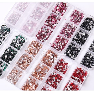 6Grid/Box 3D Flash SS6-SS20 Mix Multi Color Flat Bottom Glass Crystal Gem Rhinestone For DIY Nail Art Design/Jewelry Decoration