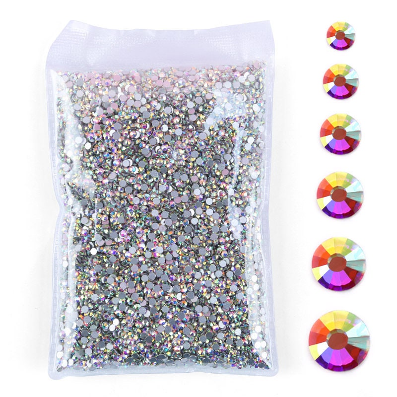 Hotfix Set Of Rhinestones &; Round Flat Back In Colored Glass With Crystal  Clear And Transparent Ab 6 Sizes 12 Colors Rhinestones For Crafts, Clothes