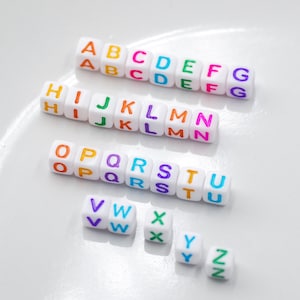 100/500PCS 6MM White+Multicolour 26 English Letter Spacer Beads Square Perforated Beads For DIY Bracelet Necklace Decoration