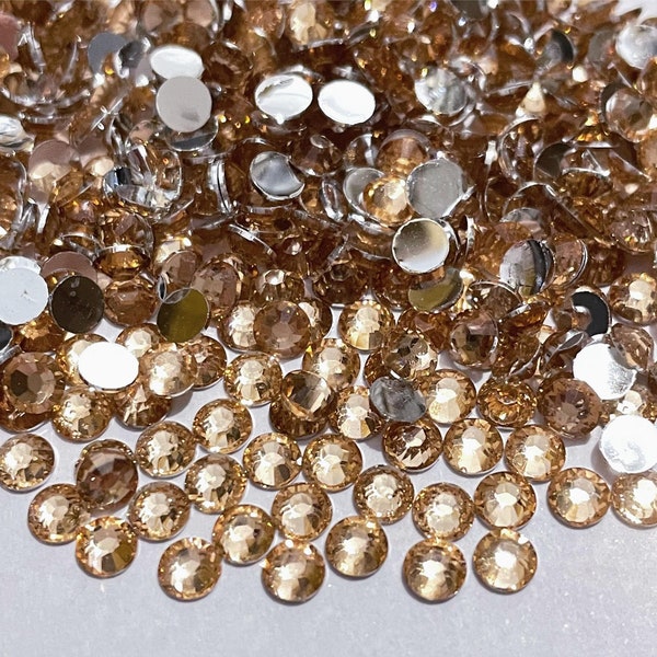 Champagne-5000PCS Strass en résine à dos plat en cristal non correcteurs, embellissements scintillants de 2 mm 3 mm 4 mm 5 mm 6 mm pour l'artisanat et la décoration Nail Art