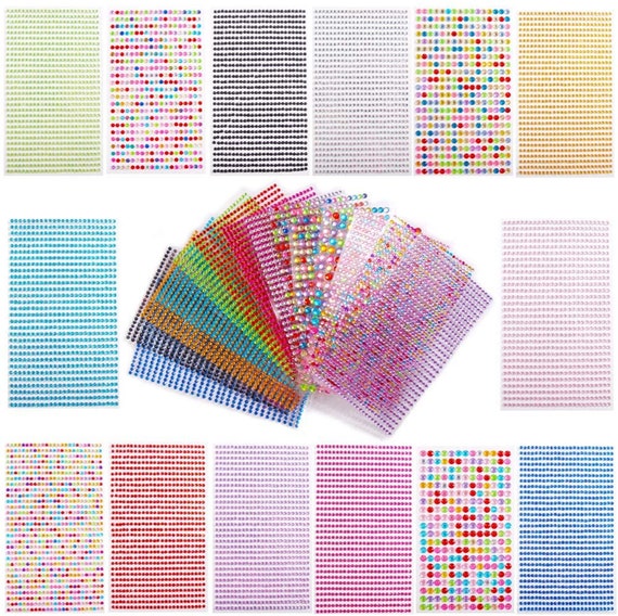 Anstore 4 Sheets Clear Rhinestone Sticker, Self-Adhesive Acrylic Crystal Gems Stickers Sheets For DIY Crafts Decoration Makeup Festival Carnival, Assorted Size, 1300 Piece