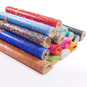 Crystal Fashion Rhinestone Sticker 24*40cm Self-sticking Glass 2mm Rhinestones Mesh Trim Fabric Sheet Strass For Dress Jewelry DIY