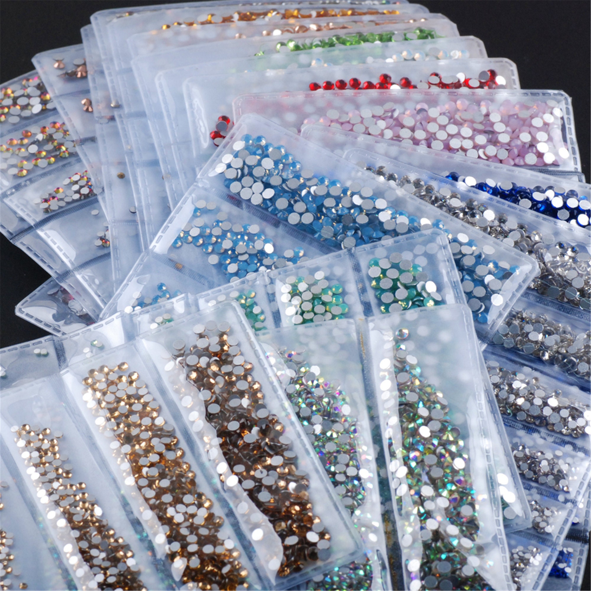 Super Glitter Rhinestones 32 Colors Ss3-ss10 Mixed Sizes Non Hotfix ...