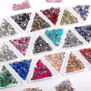 Flat Back Glass Crystal Rhinestones Square 8mm 10mm Loose Big Rhinestones  Glass Crystals Beads NON HOTFIX 