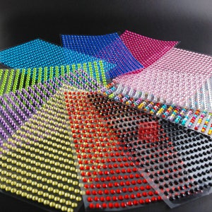 Adesivos de strass 11 tipos de cores/lote 4mm 437 peças/folha bastão de cristal autoadesivo descartável folha autoadesiva decoração de strass