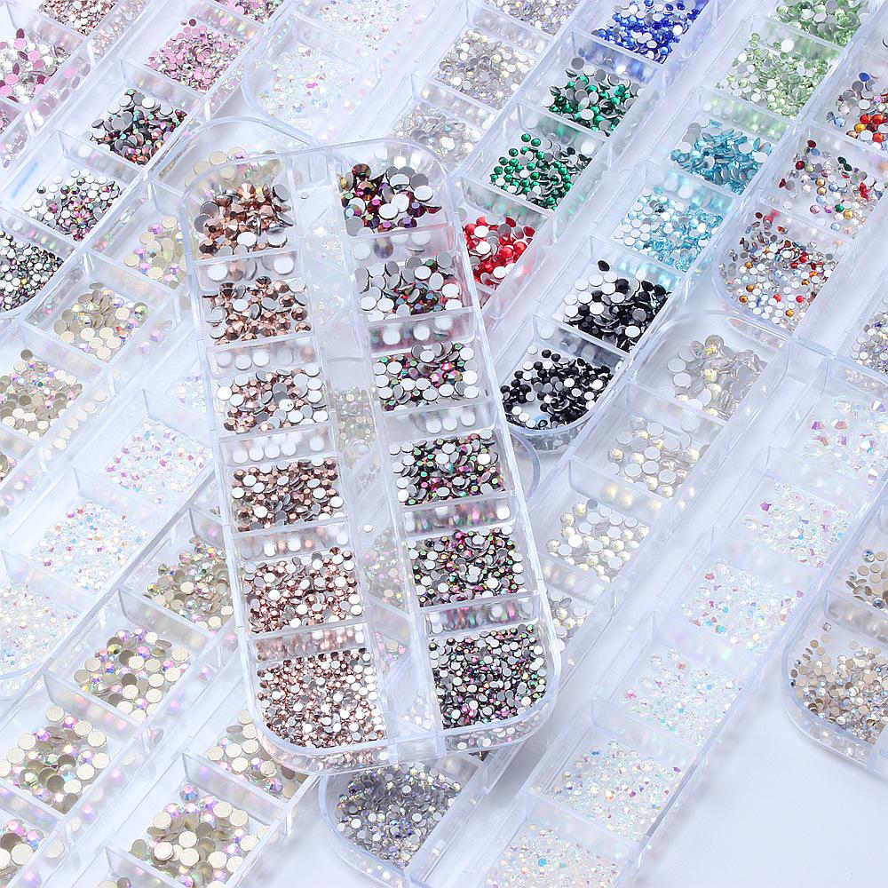 1 Box Crystal Sparkling Clear Rhinestones Flatback Glass Strass Mixed ...