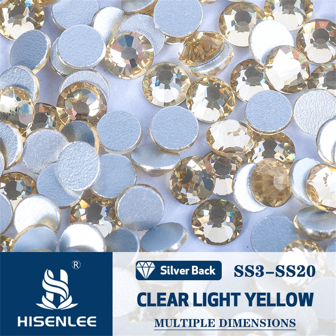 Yellow Grey Rhinestone 14400 Light Yellow Rhinestones: Flat Back Round Glass Crystals (SS3 ...