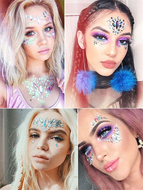 KörperSchmuck Gesichts makeup Selbstklebend Strass 3D Wassertropfen Form  Bunte Glitzer Edelsteine Aufkleber für Karneval Party -  Österreich