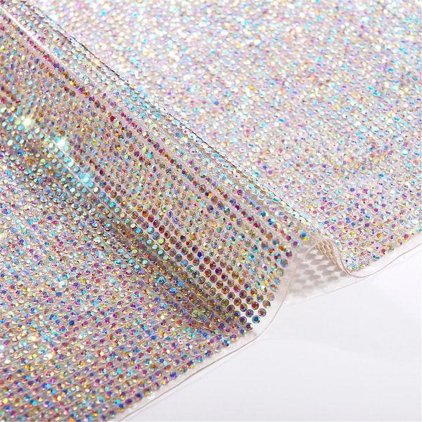 24*40cm Auto adhésif Strass Banding Mesh Sticker Shining Glass Crystal Rhinestones Sheet For Car Fabric Dress Ornament Applique