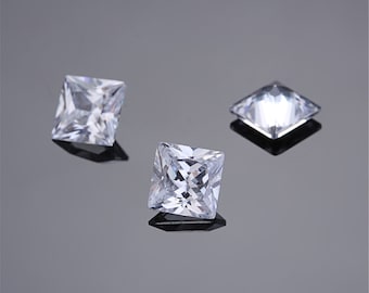 Hisenlee Square Shape Top Quality Clear Loose Stone Ornaments 2x2 - 10x10 mm Synthetic Gem Brilliant Cut Cubic Zirconia CZ Jewelry