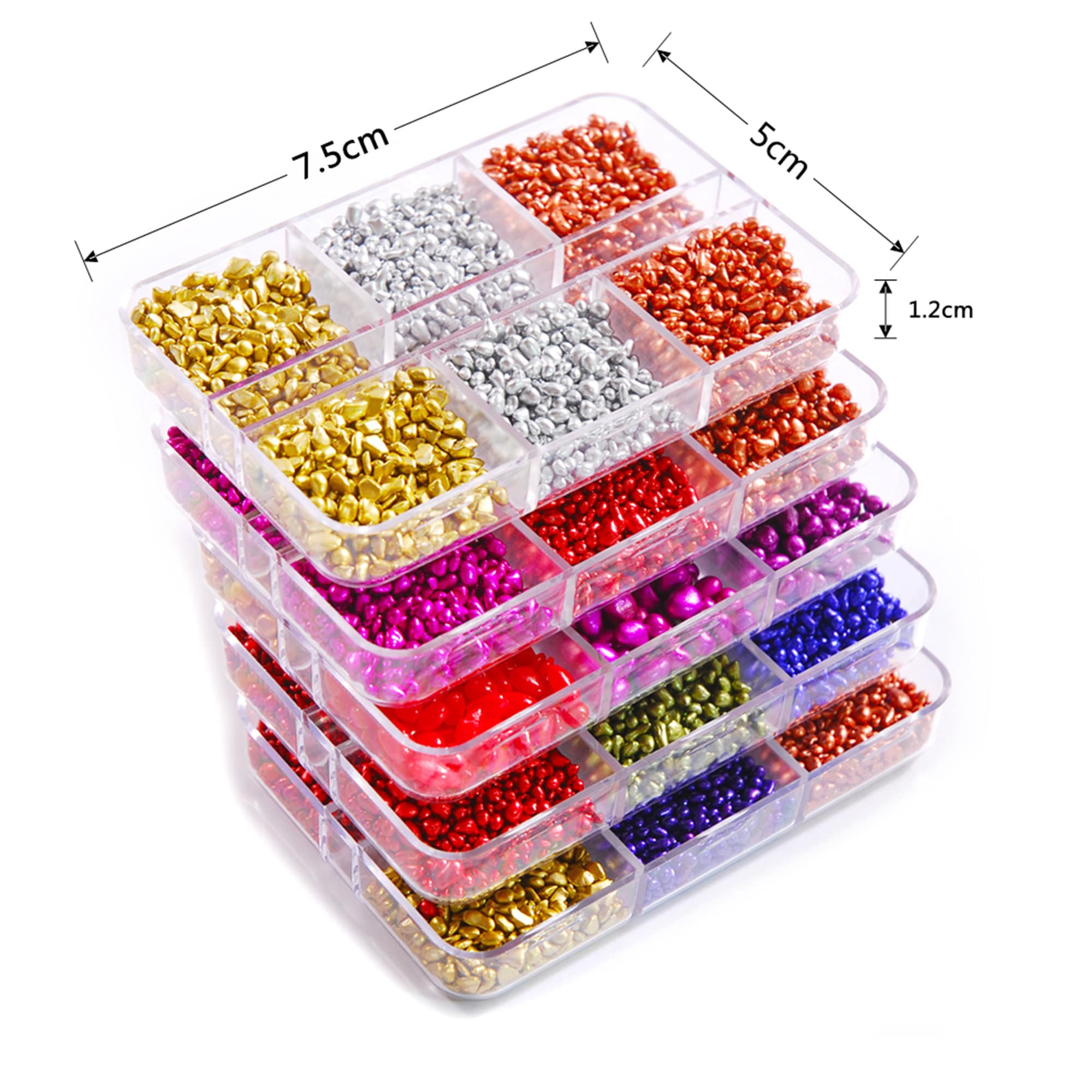 NICENEEDED 2 Boxen Nail Art Strasssteine – Runde Flatback Glasperlen, Metallische Farben, 14 Gitter