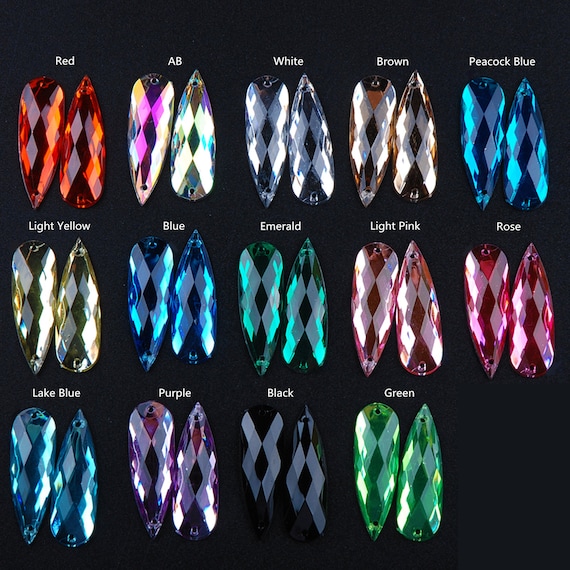 100pcs Teardrop Crystal Sew on Flatback Rhinestones 10x30mm - Etsy