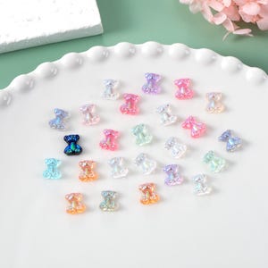 48pcs Mixed Color Resin Accessories Nail Art Jewelry Solid 3D Flash Little Bear Lovely Fashion Fingernail Decoration