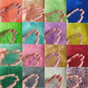 50g/200g 17Colors 1-3mm Size Mix Flash Glass Caviar Bubble Beads For DIY Nail Art Design/Artwork Decoration/Epoxy Resin Mold Filler