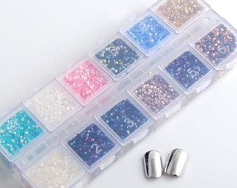 Hisenlee 2MM About 20000pcs 12 kind Color/Box Jelly AB Color Nail Art Resin Rhinestones For Nail Art Decorations Accessories