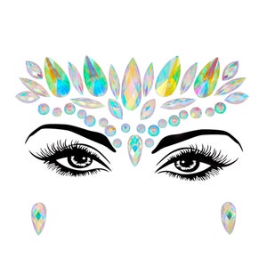 Acrylic Face Makeup Body Jewelry Temporary Tattoo Rhinestone 3D Light Green AB Self Adhesive Crystal Gemstone Sticker