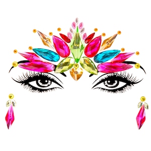 Masquerade Art Party Halloween Party Self-Adhesive Colorful Gems Glitter Stickers For Facial Rhinestone Makeup Decals Dress Up